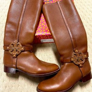 Tory Burch Amanda riding boots almond tan sz 9
